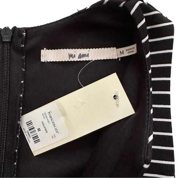 Mi Ami Black White Stripe Sleeveless Pockets Dress Size Medium NEW - Picture 2 of 12